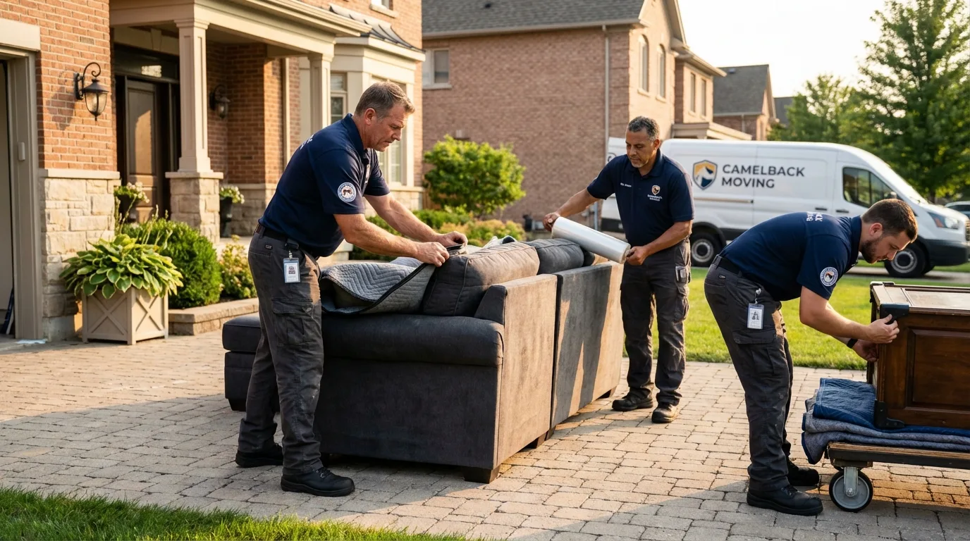 Large estate moving crew wrapping furniture in Walden, NY